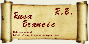 Rusa Brančić vizit kartica